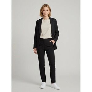 Sans & Sans Womens Black Slim Fit Tapered Dress Pants Elastic Back Size S